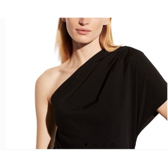 Vince. Womens Cascade Blouse Top Size S One Shoulder Flowy Minimal Black - Picture 2 of 8